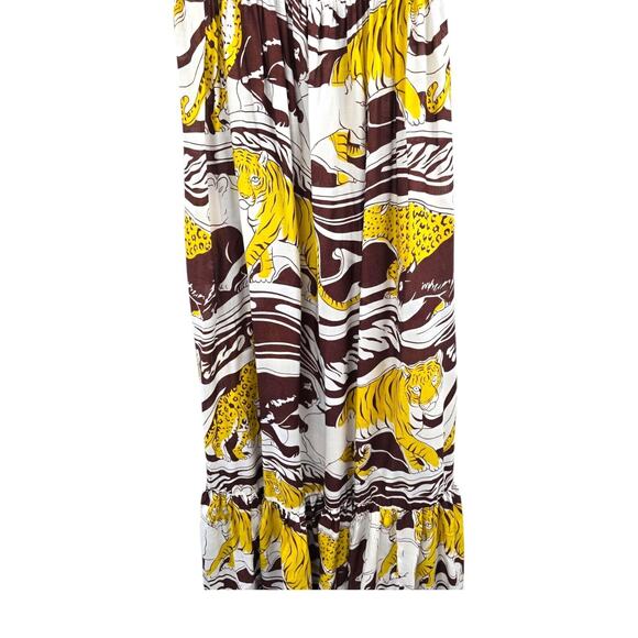 Anthropologie Dress Womens Size Small Cat Lion King Jaguar Maxi Animal Brown New - Picture 8 of 15